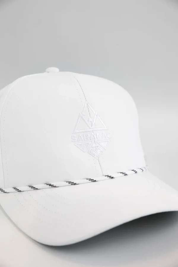 white Saranac Hat sideways